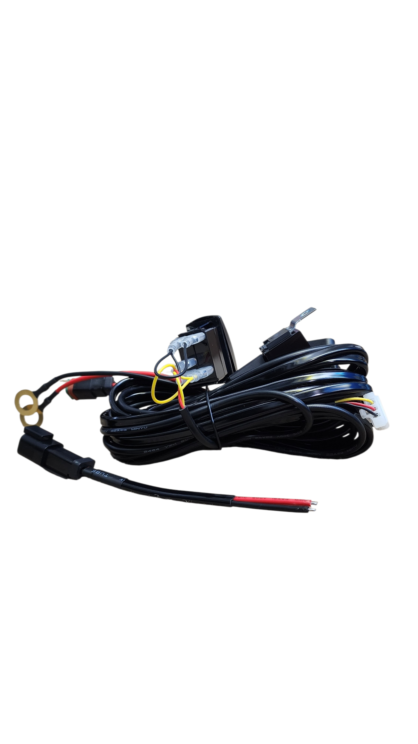 10ft 16 AWG Relay Wiring Harness with  On/Off LIGHTED WHIP Rocker Switch (1 lead) 2 pin DT connectors