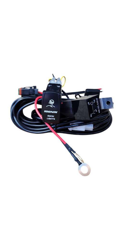 10ft 16 AWG Relay Wiring Harness with On/Off ROCK LIGHTS Rocker Switch (1 lead) 2 pin DT connectors