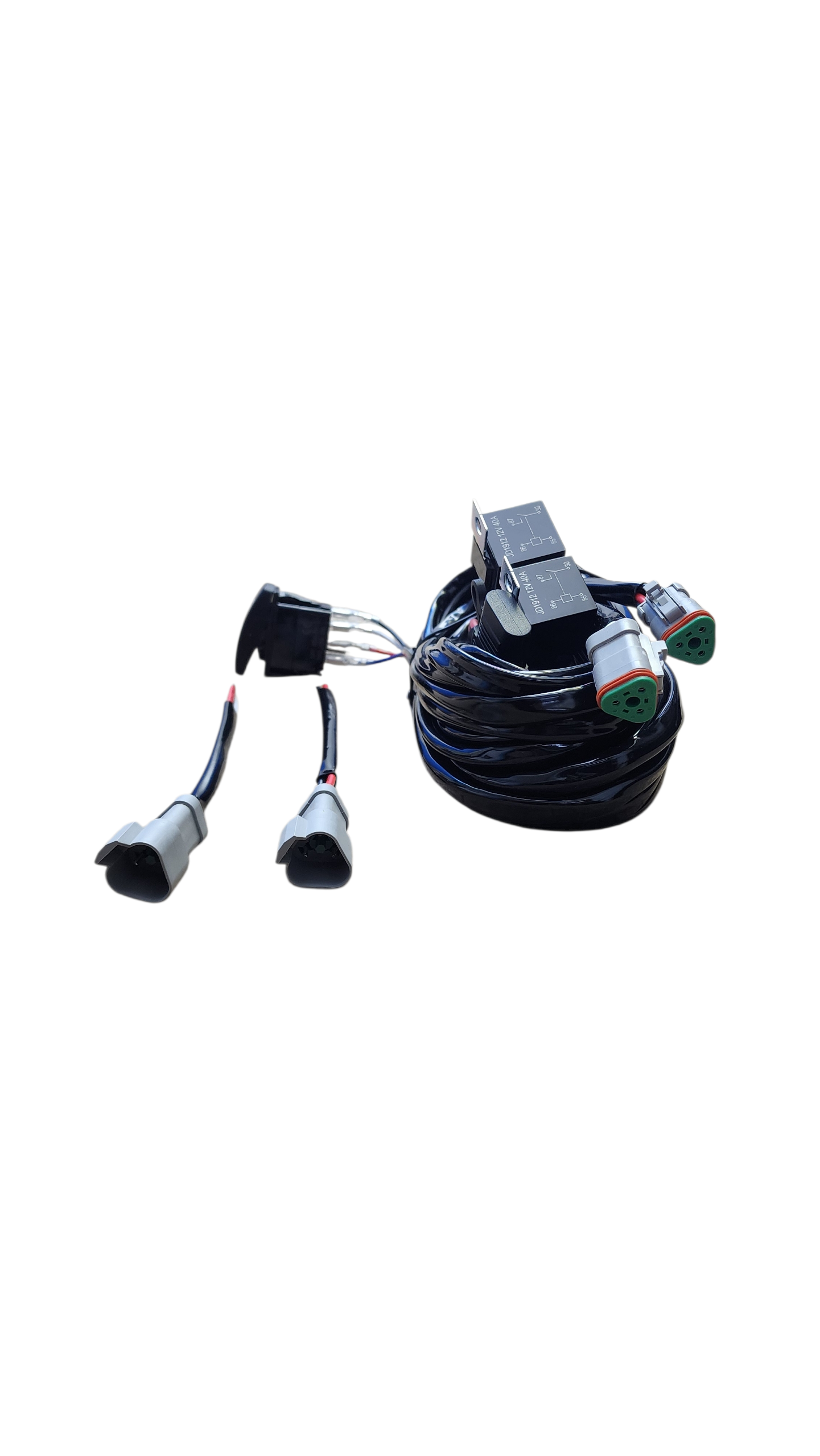 10ft 16 AWG Relay Wiring Harness with 3 Position LED WORK LIGHTS Rocker Switch (2-leads) 3 pin DT connectors