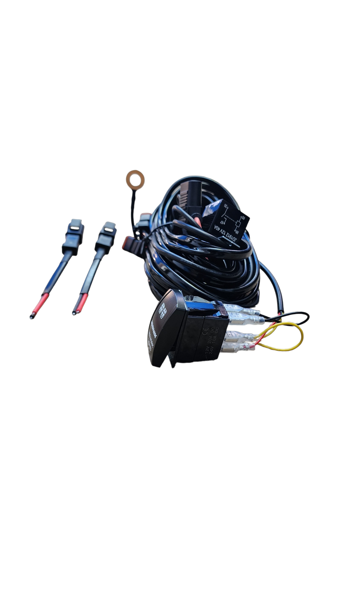 10ft 16 AWG Relay Wiring Harness with On/Off LED WORK LIGHTS  Rocker Switch (2-leads) 2 pin DT connectors