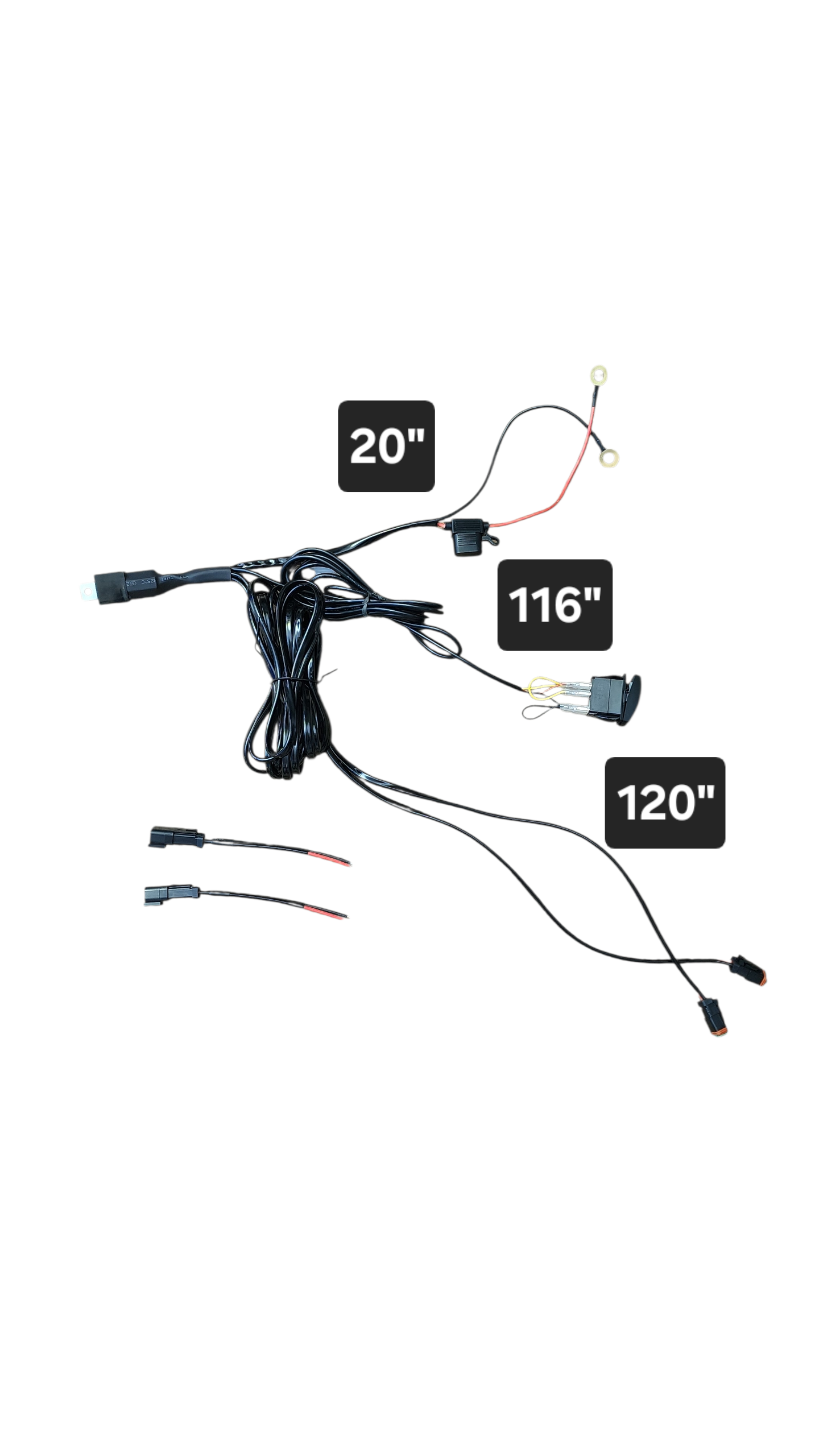 10ft 16 AWG Relay Wiring Harness with On/Off LED WORK LIGHTS  Rocker Switch (2-leads) 2 pin DT connectors