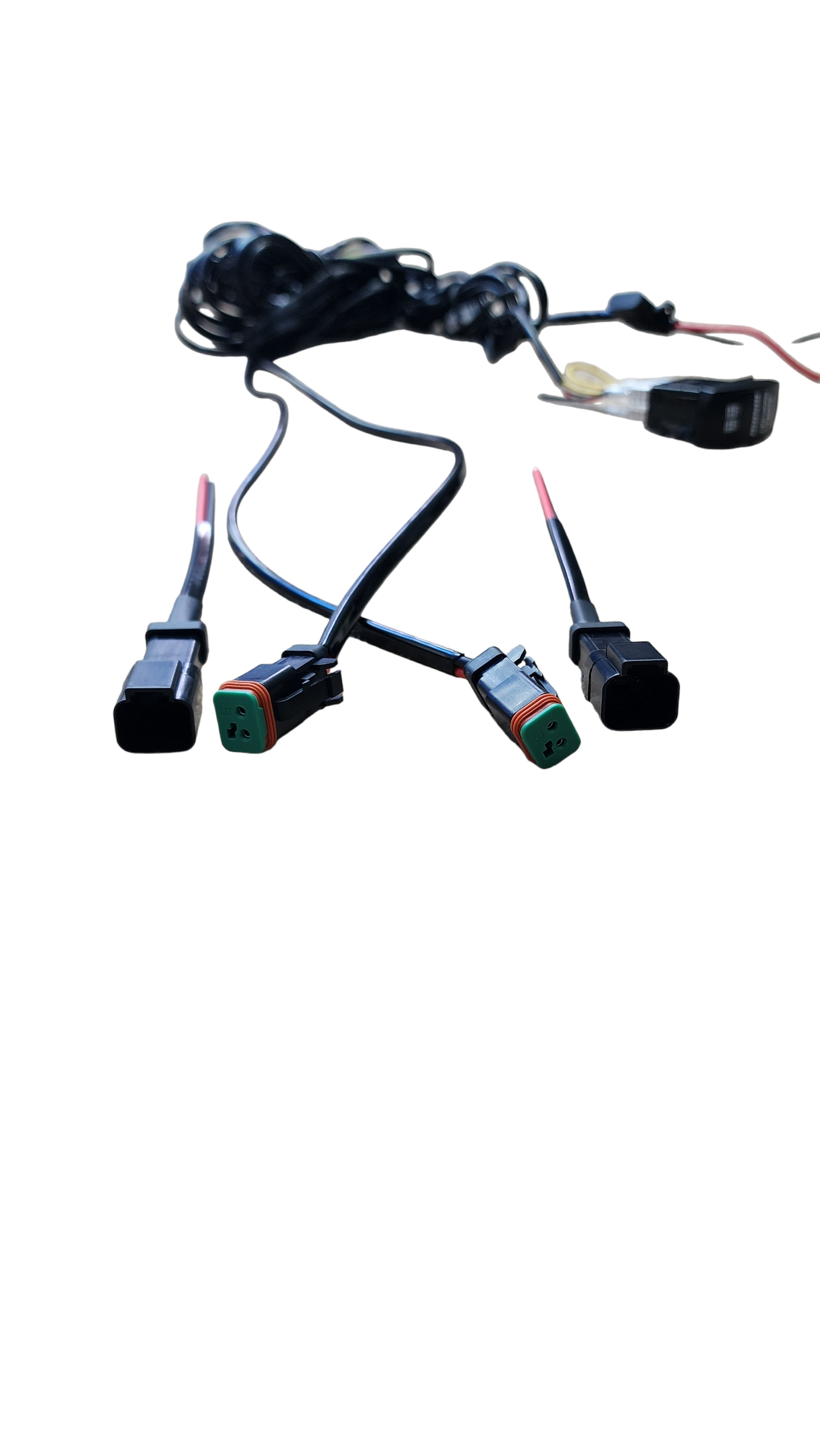 10ft 16 AWG Relay Wiring Harness with On/Off LED WORK LIGHTS  Rocker Switch (2-leads) 2 pin DT connectors