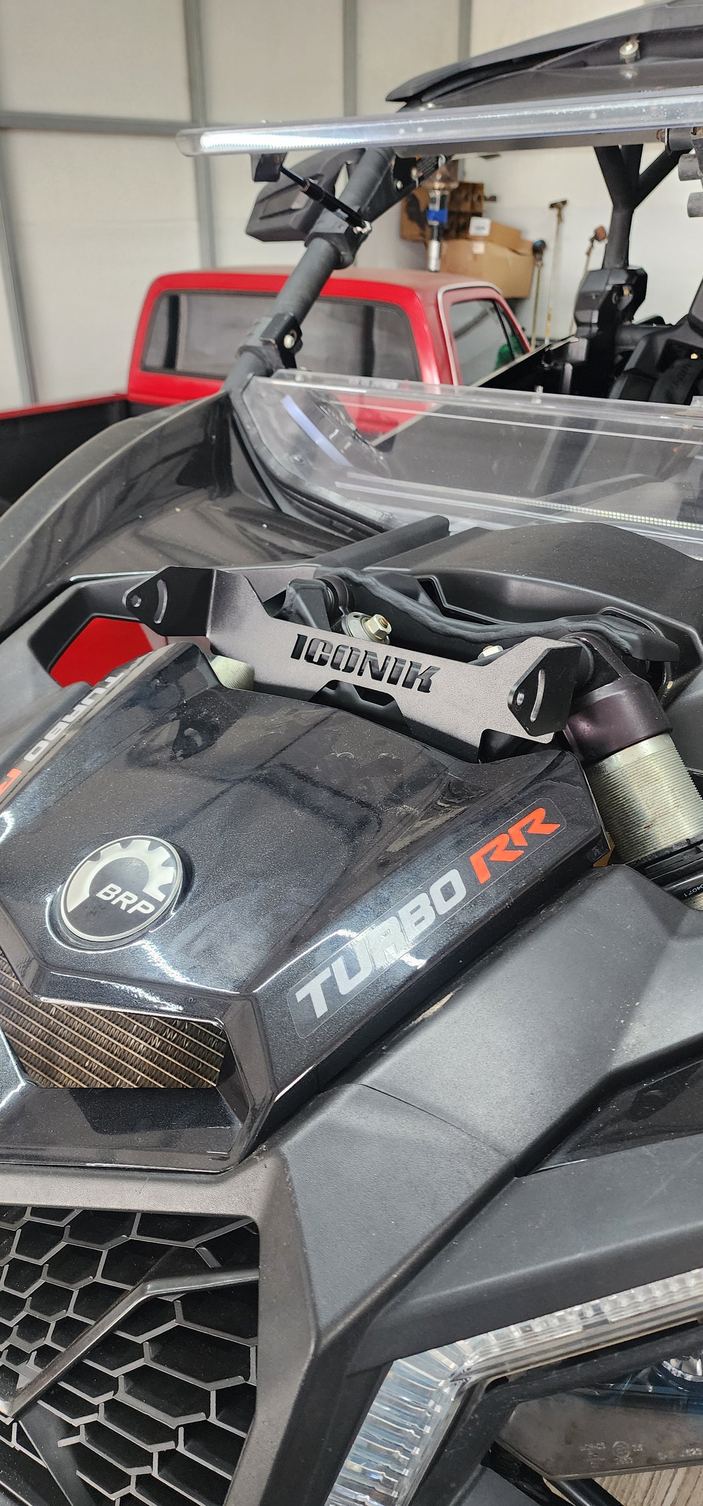 Bracket mount for 2017+ CAN-AM Maverick X3 shox tower ICONIK SPECTRA 12" 130W LED Light Bar