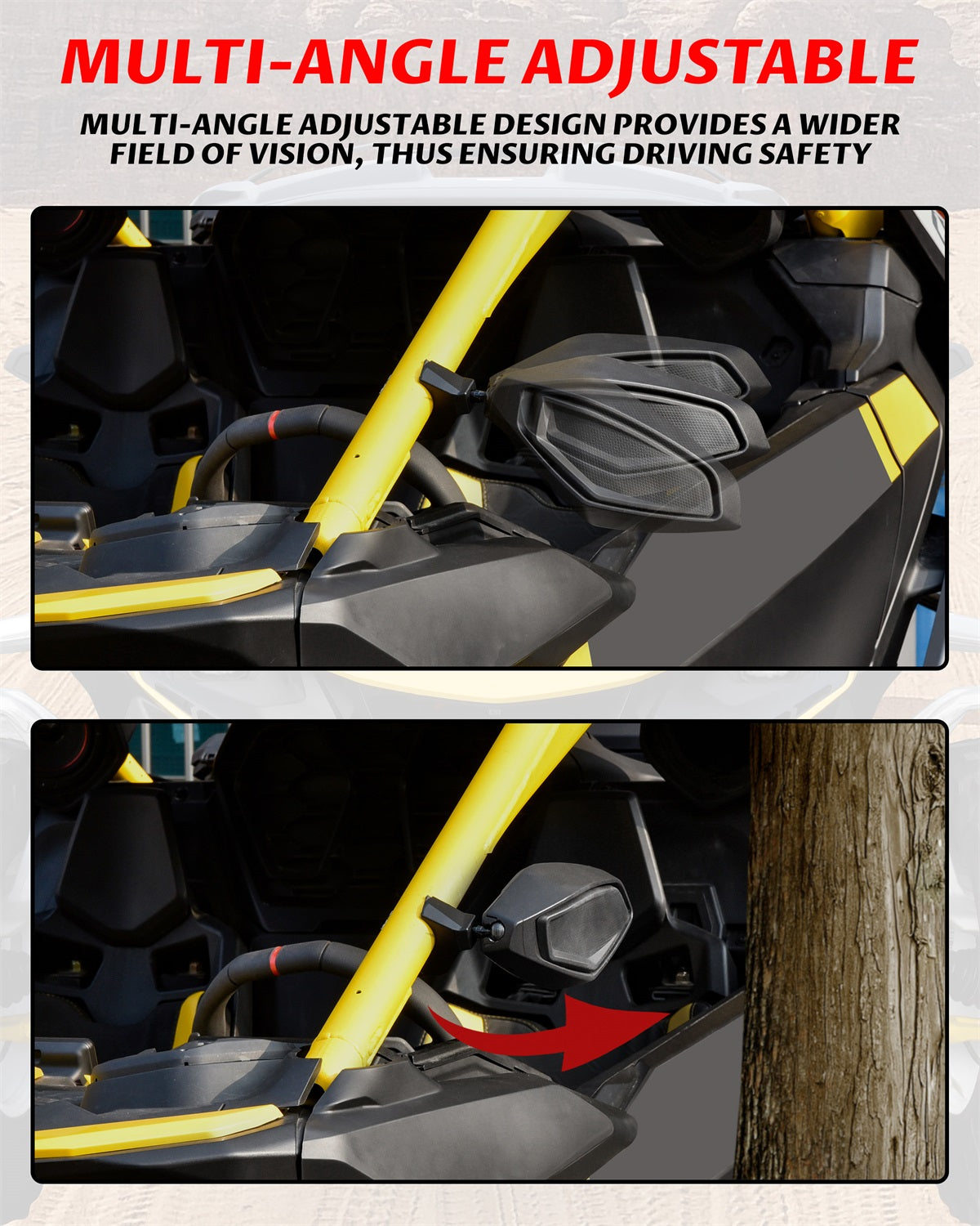 ICONIK ZENITH UTV Adjustable Rear View Side Mirrors for 1-7/8 - 2" Roll Cage Bar