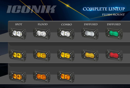 2L Flush Mount 4.4" 20W LED pod lights spot, flood, combo, or diffused