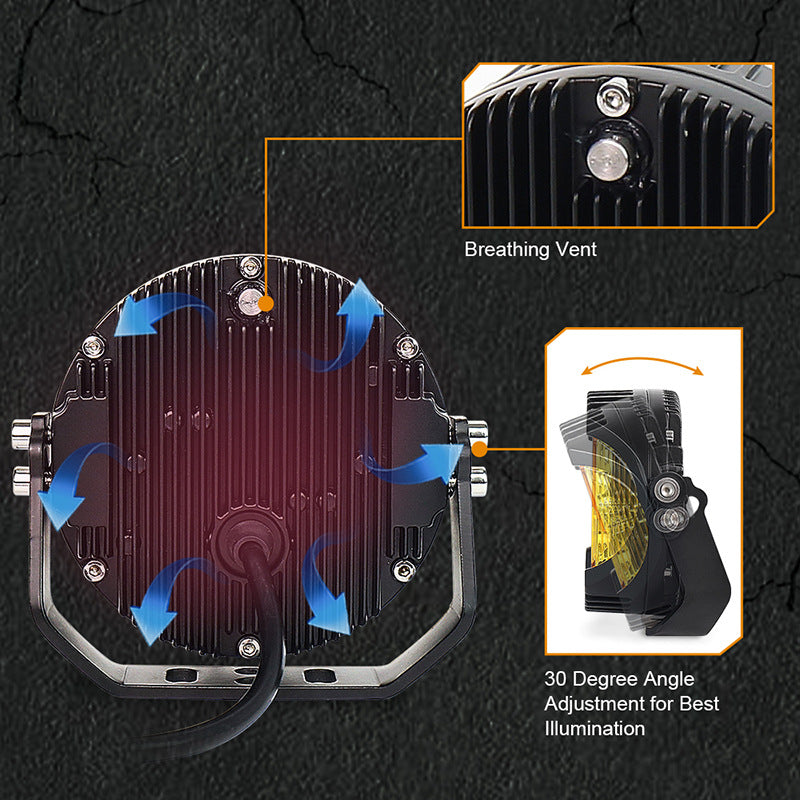 6L 12V 5" Round LED Work Light White/Yellow DRL Driving Fog Lamp Off Road LED Light For Jeep Truck 4x4 Cars SUV UTV RZR CAN-AM HONDA YAMAHA POLARIS KAWASAKI 