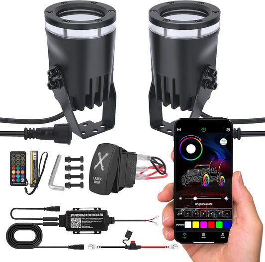 RGBW spot beam laser whip light kit