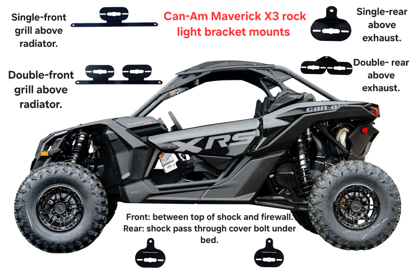 Rock light bracket mounts by piece