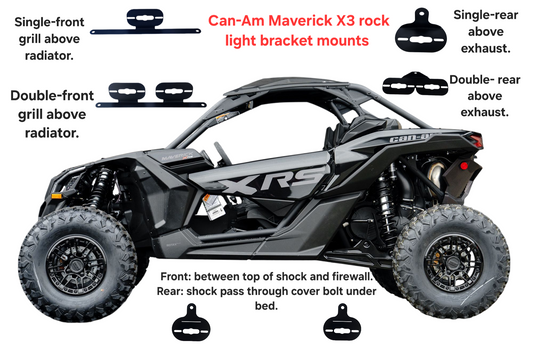 Rock light bracket mounts kits for 2017+ Can-Am Maverick X3