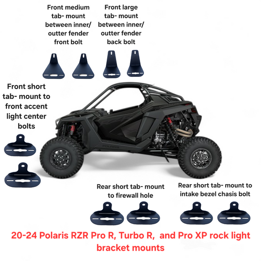 Rock light bracket mounts kits for 2020-2024 Polaris RZR Pro R, Turbo R,  and Pro XP