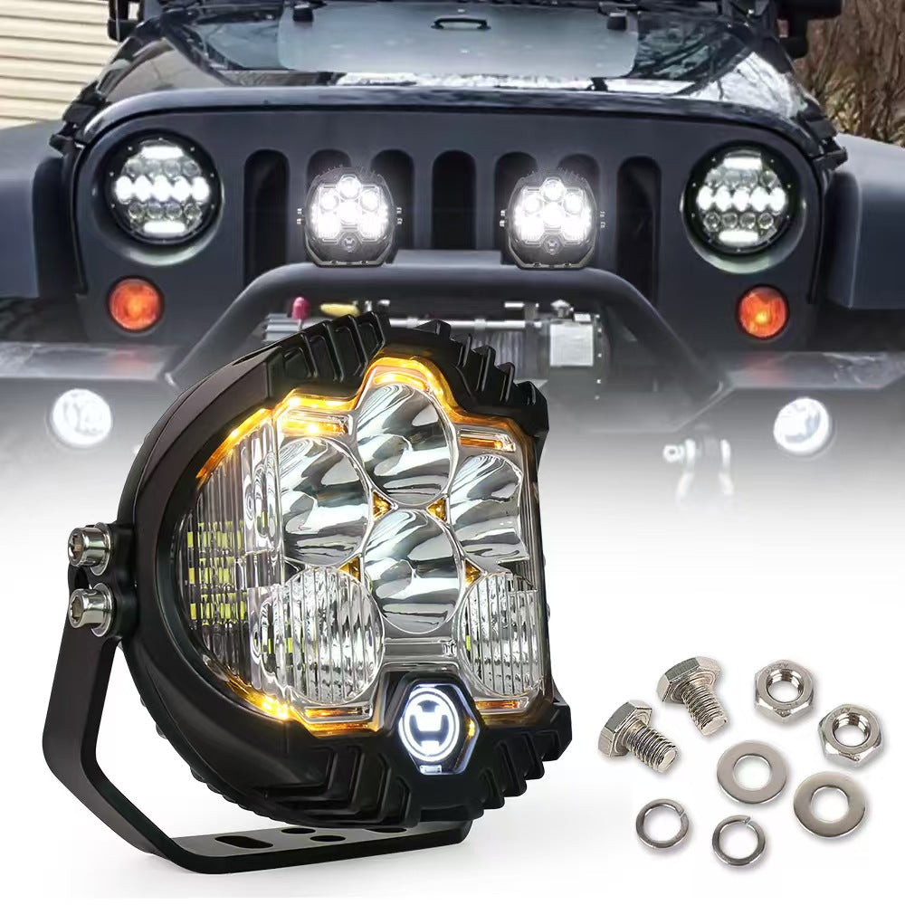 6L 12V 5" Round LED Work Light White/Yellow DRL Driving Fog Lamp Off Road LED Light For Jeep Truck 4x4 Cars SUV UTV RZR CAN-AM HONDA YAMAHA POLARIS KAWASAKI 