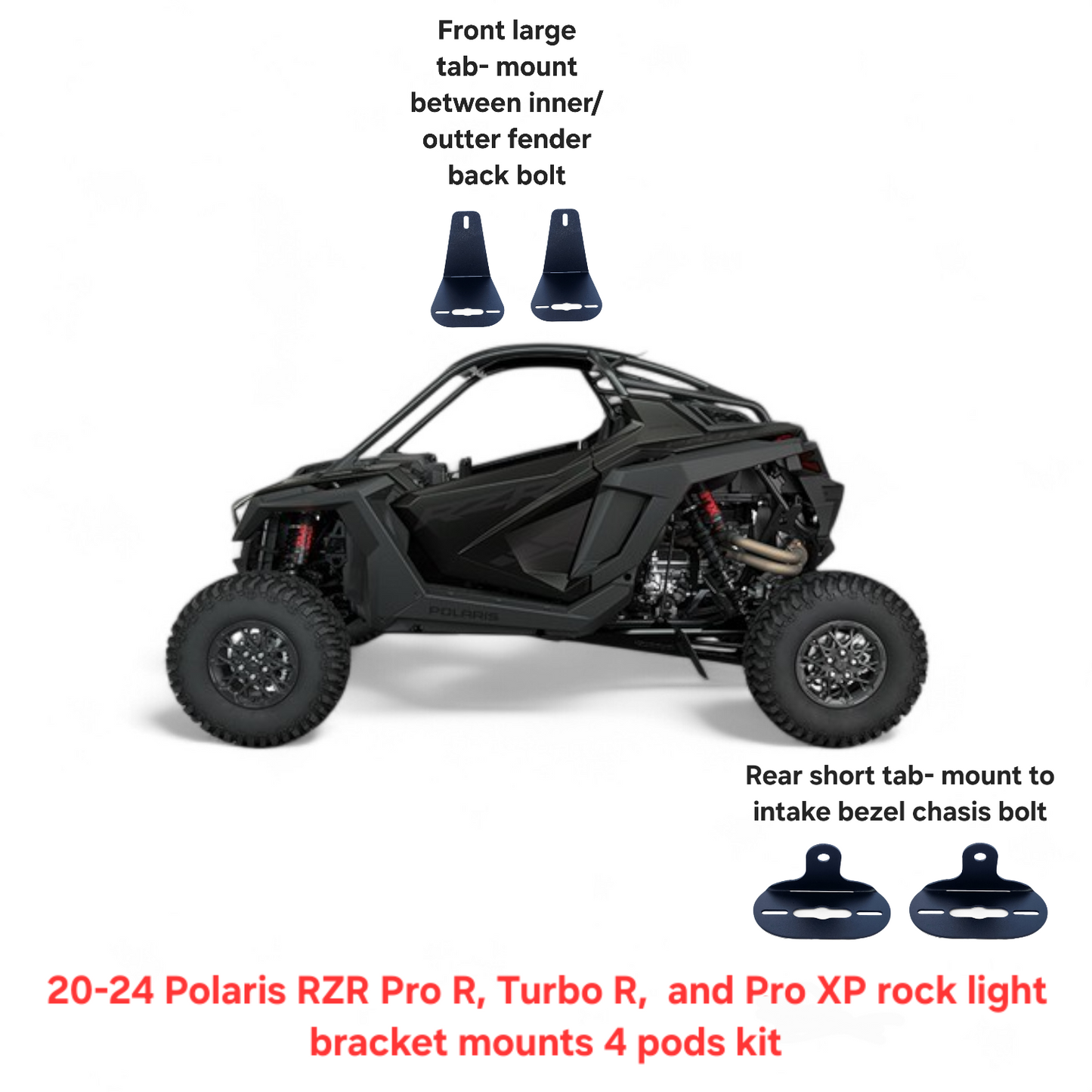 Rock light bracket mounts kits for 2020-2024 Polaris RZR Pro R, Turbo R,  and Pro XP