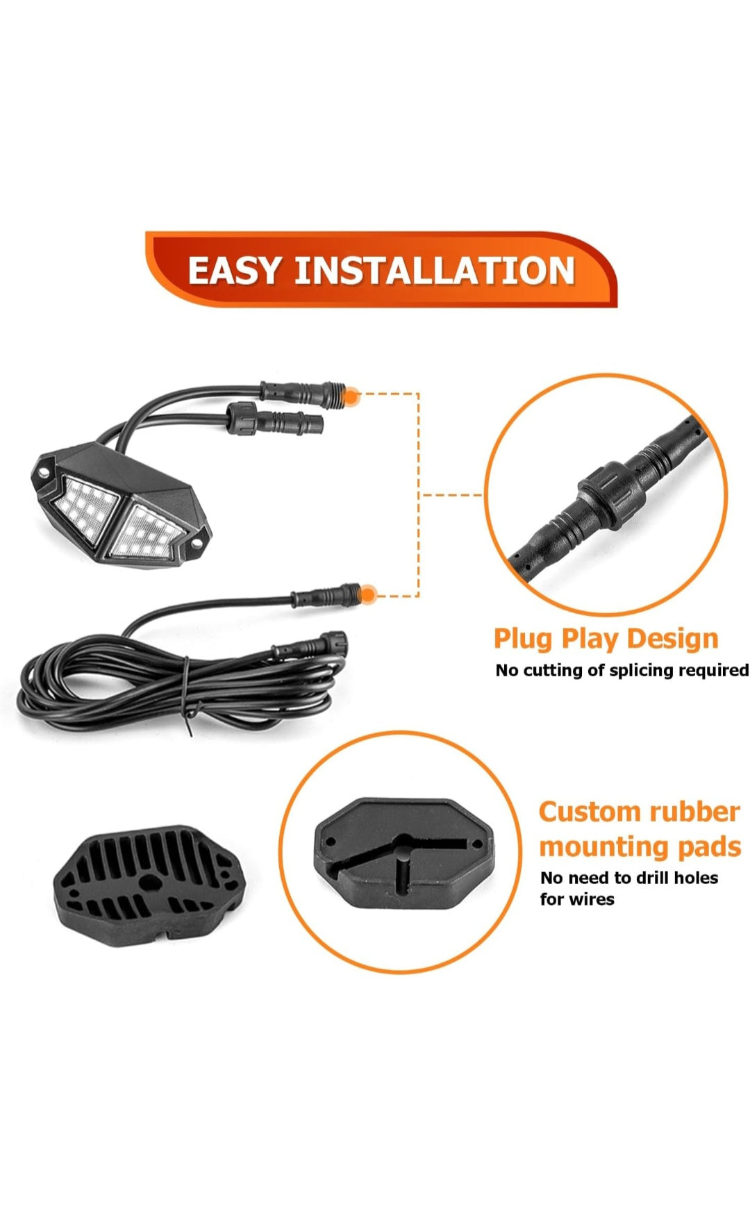 Rock Light Pods  Aluminum LED Rock Lights, 210° Wide Angle RGB Rock Lights for ATV UTV OFF-ROAD vehicles