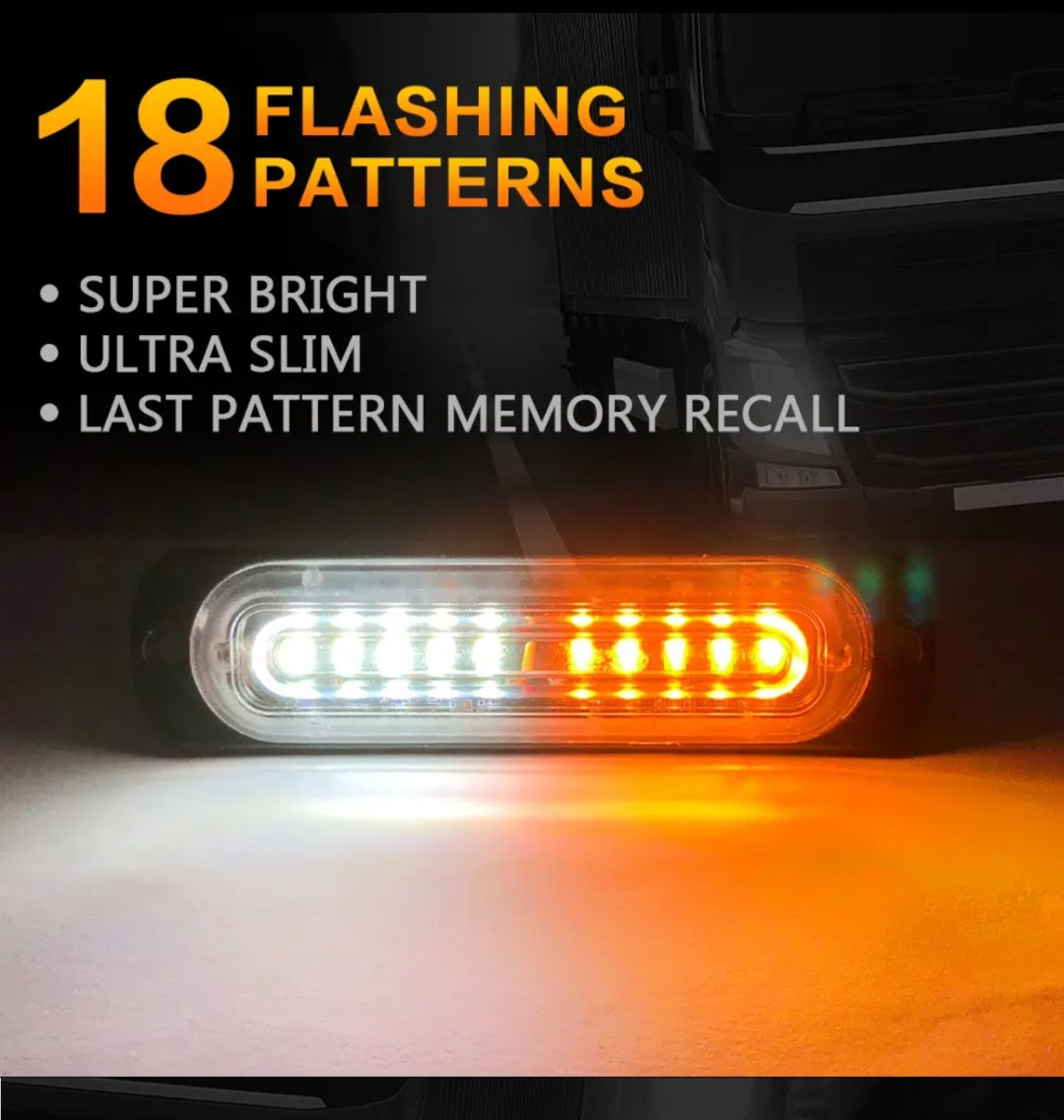 Chase bar 10 LED Strobe Lights, 18 Flash Modes Flashing Strobe Light Bar multiple colors For ATV/UTV Car Truck Van Construction Off Road Vehicle Trailer