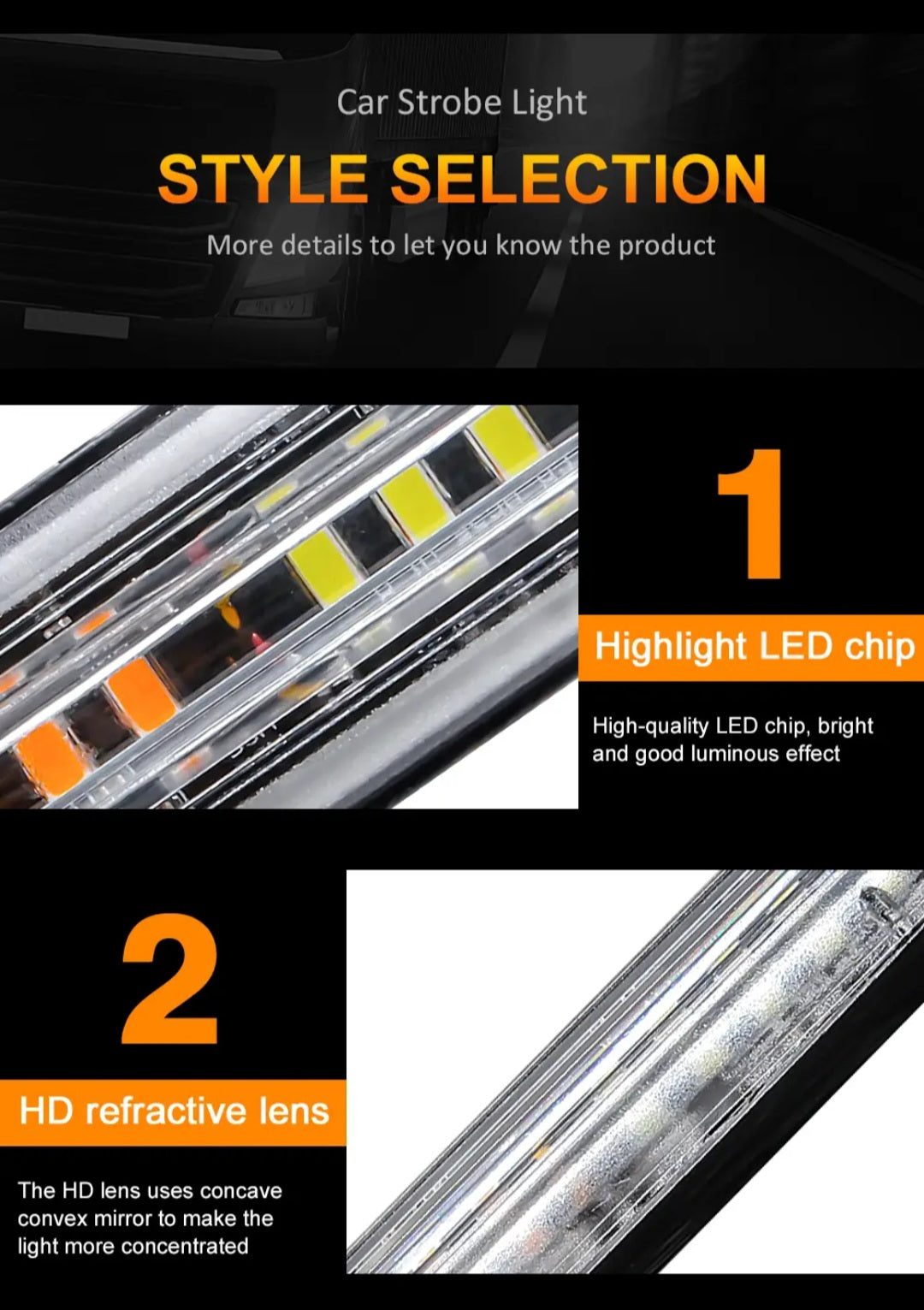 Chase bar 10 LED Strobe Lights, 18 Flash Modes Flashing Strobe Light Bar multiple colors For ATV/UTV Car Truck Van Construction Off Road Vehicle Trailer
