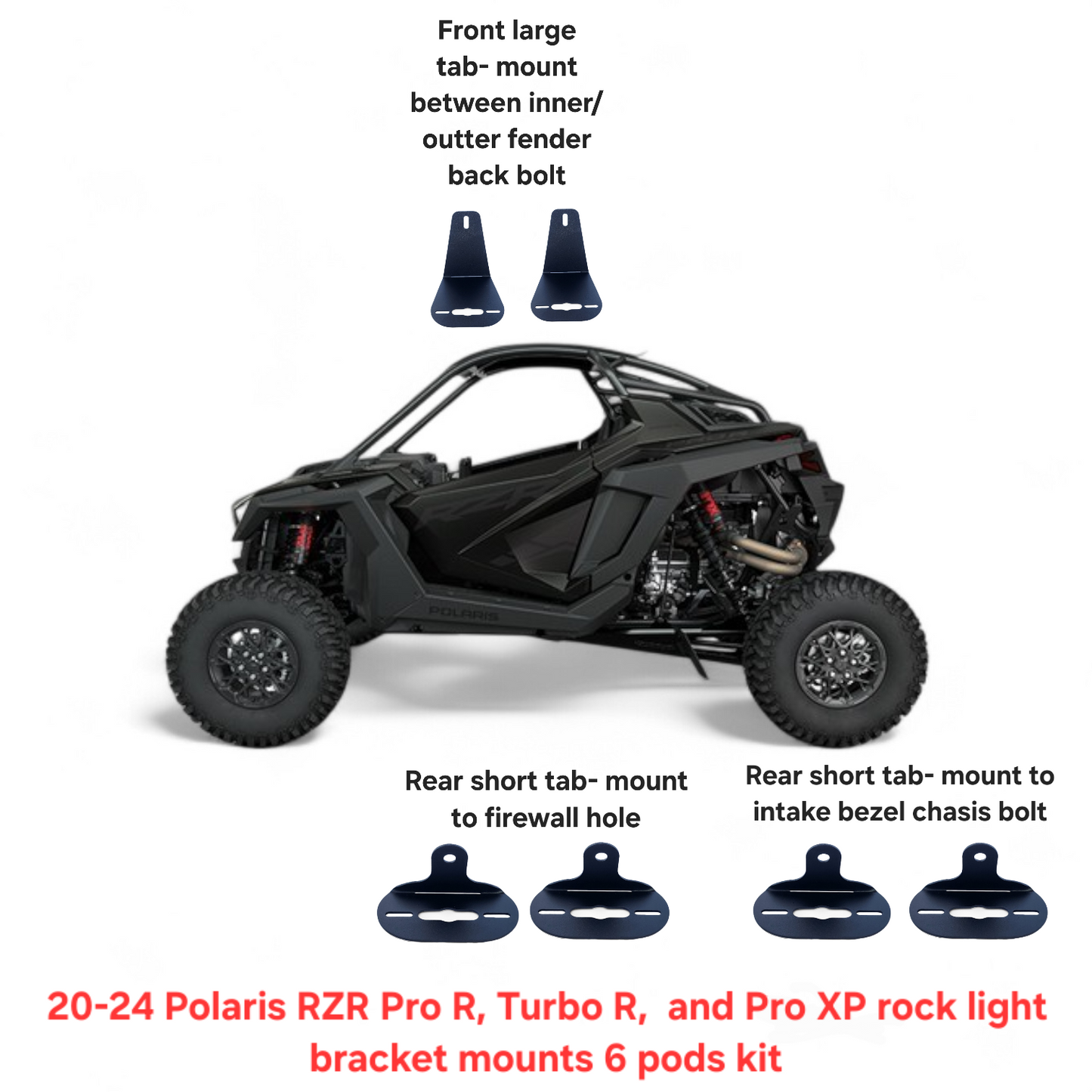 Rock light bracket mounts kits for 2020-2024 Polaris RZR Pro R, Turbo R,  and Pro XP