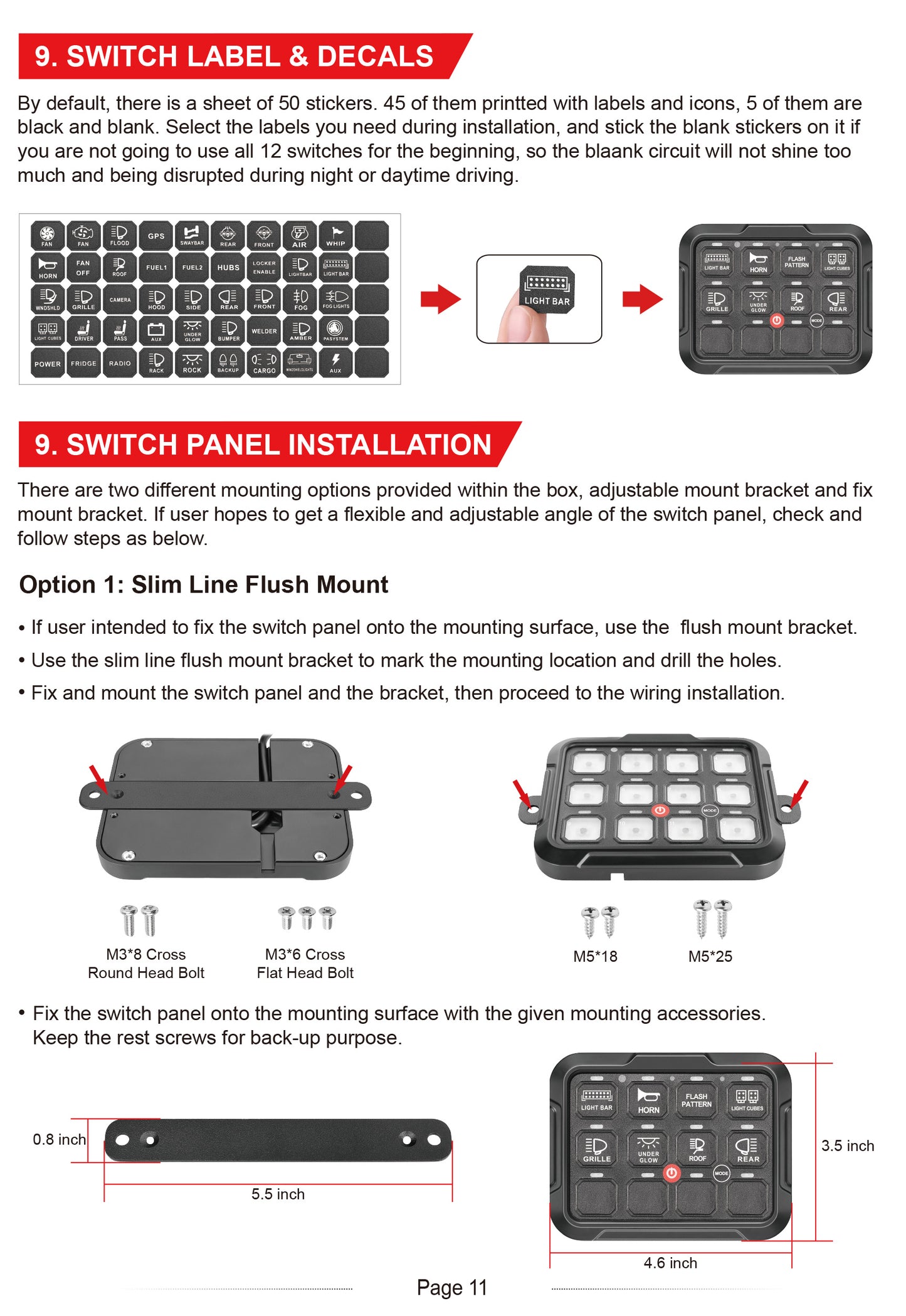 12 Gang RGB Switch Panel With Bluetooth APP Toggle/ Momentary/ Pulsed Mode Supported