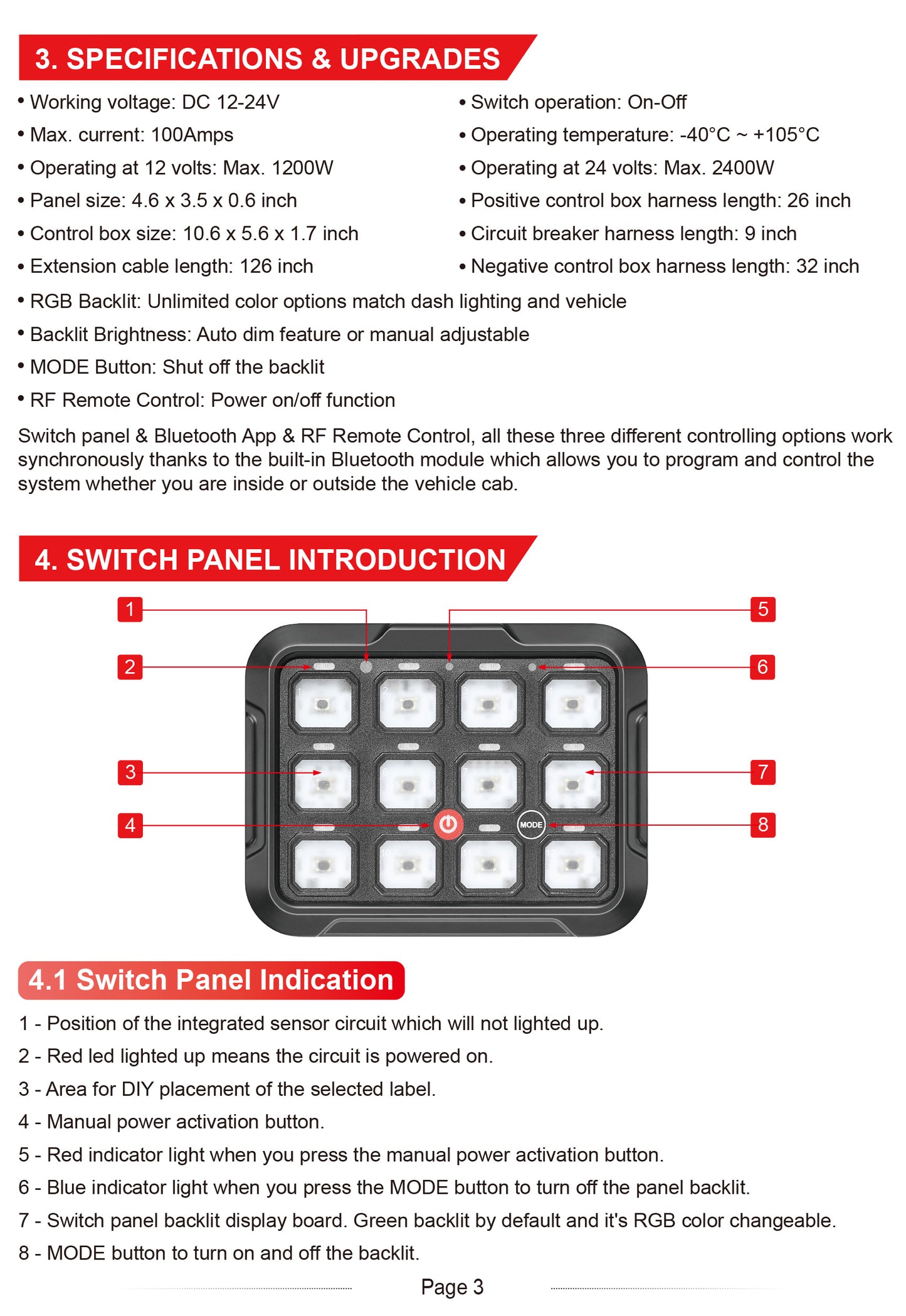 12 Gang RGB Switch Panel With Bluetooth APP Toggle/ Momentary/ Pulsed Mode Supported