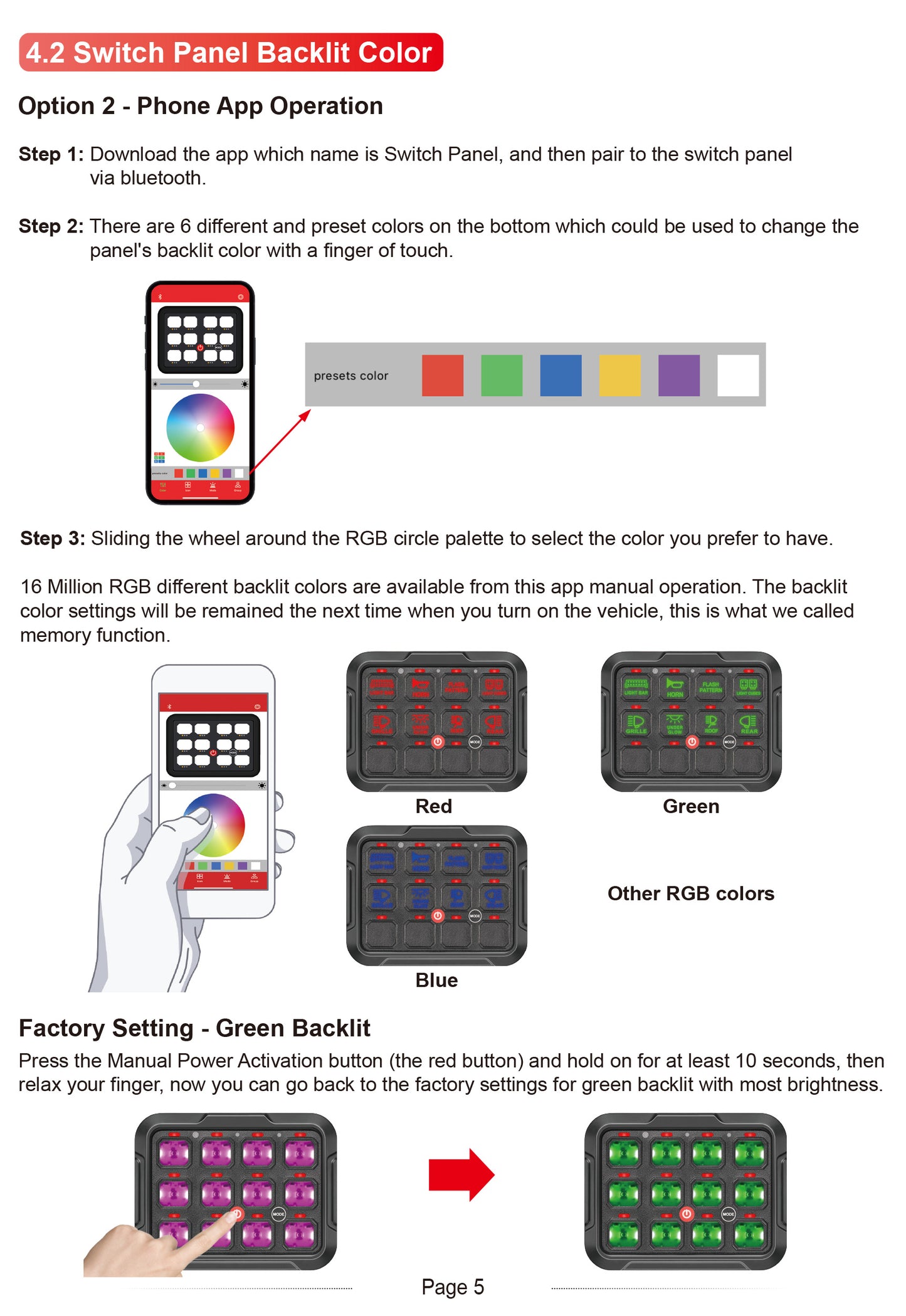 12 Gang RGB Switch Panel With Bluetooth APP Toggle/ Momentary/ Pulsed Mode Supported