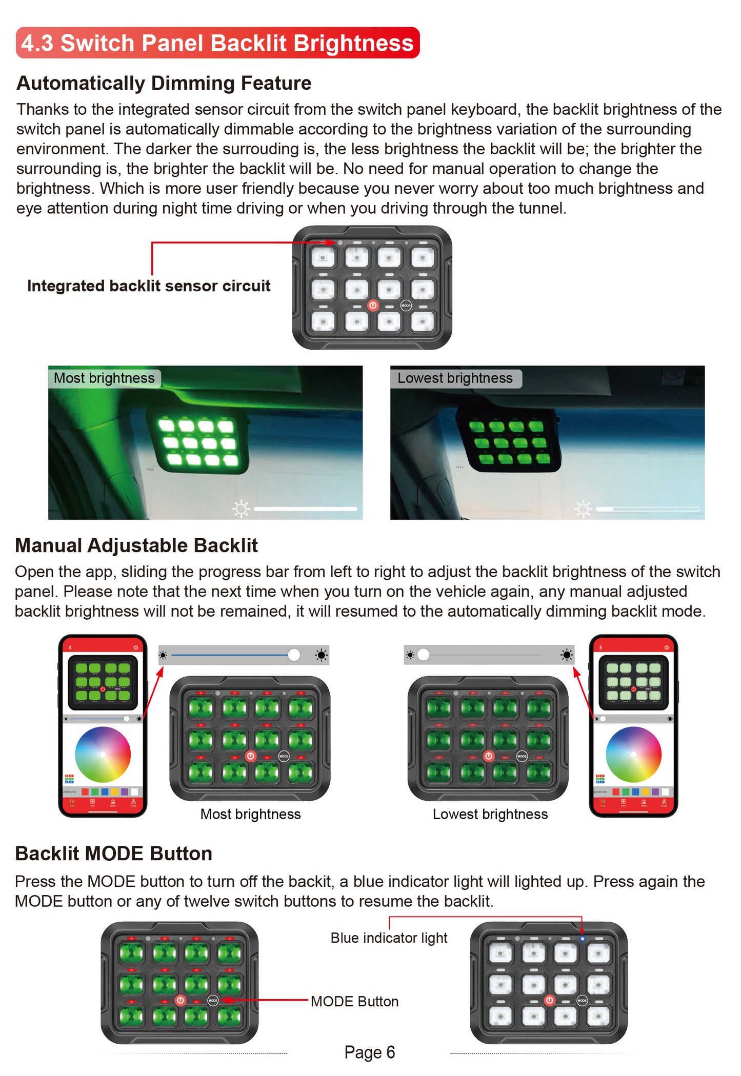 12 Gang RGB Switch Panel With Bluetooth APP Toggle/ Momentary/ Pulsed Mode Supported