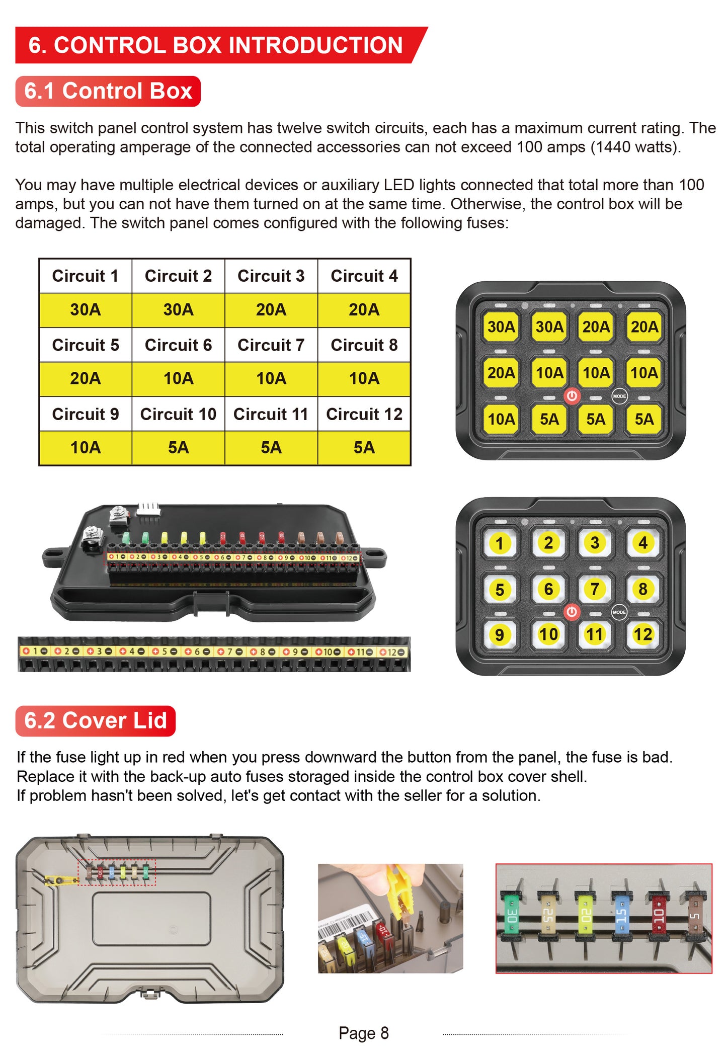 12 Gang RGB Switch Panel With Bluetooth APP Toggle/ Momentary/ Pulsed Mode Supported